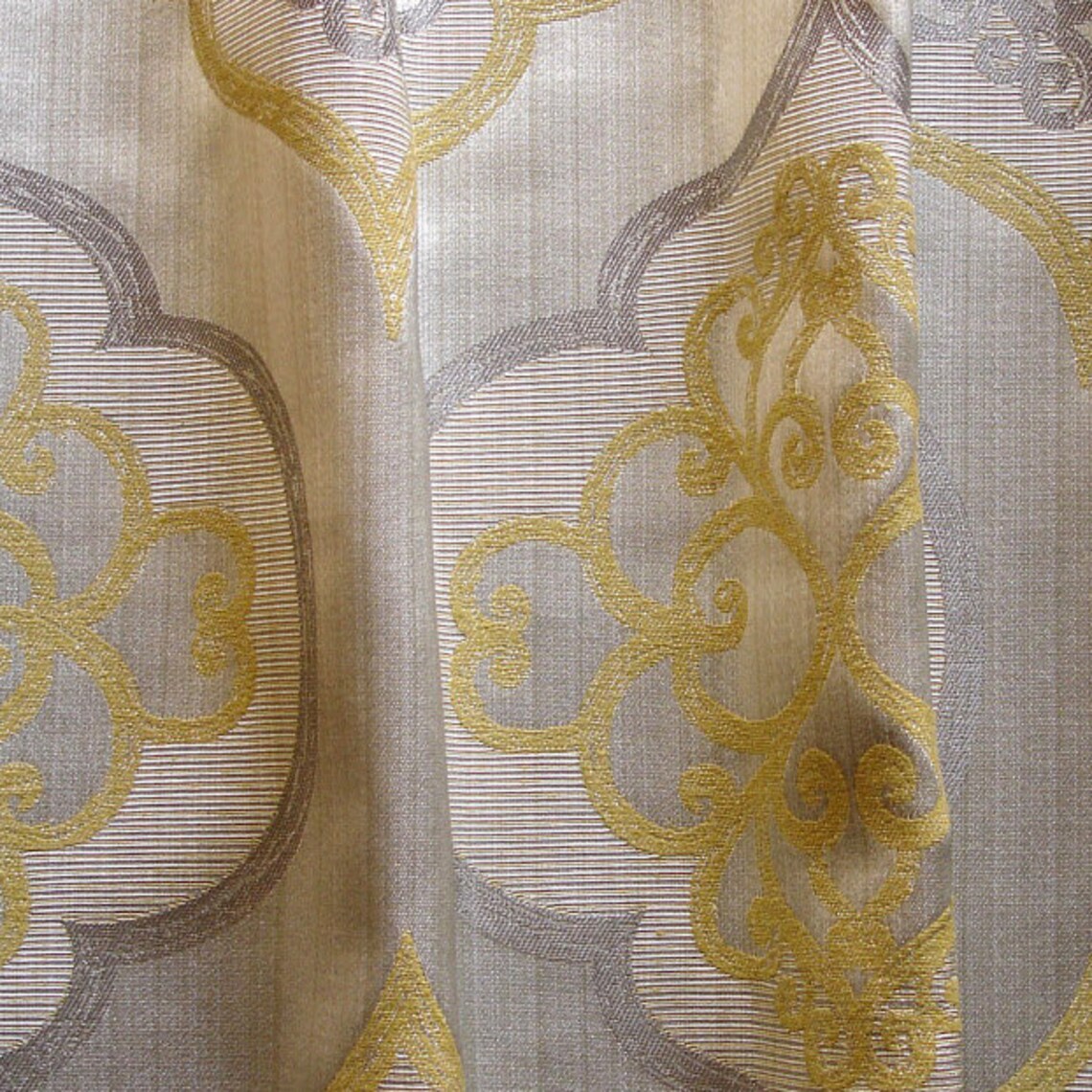 Geometric Light Gold Damask Curtain Fabric Upholstery Fabric Etsy