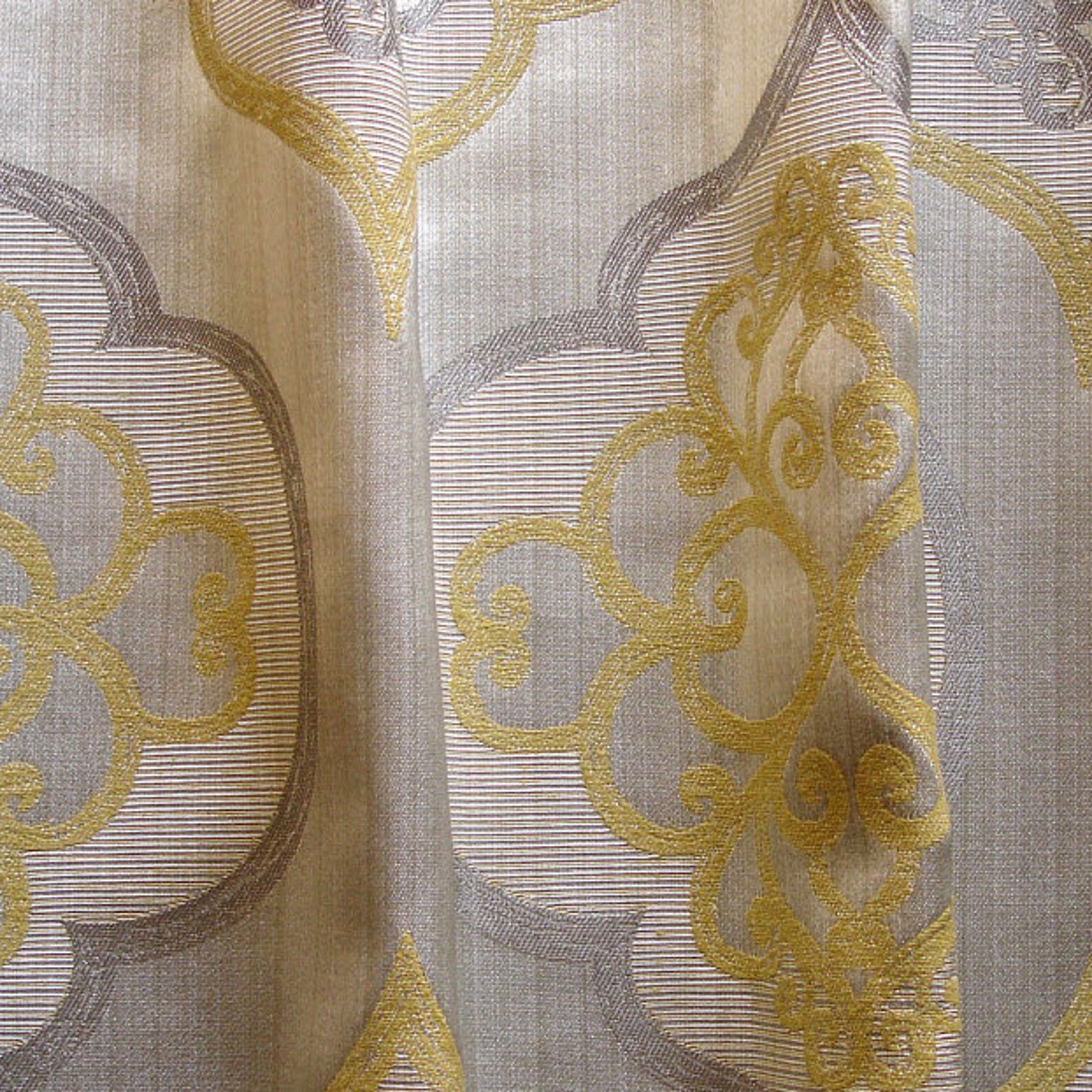 Geometric Light Gold Damask Curtain Fabric Upholstery Fabric Etsy