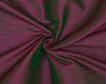 Fuchsia And Green Art Silk Fabric By The Yard, Iridescent Faux Silk Fabric, Bridal Fabric, Wholesale Art Silk Fabric, Slub Silk Fabric