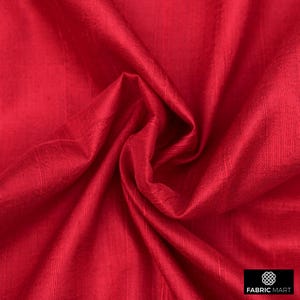 Red Silk Fabric By The Yard / Metre, 41 inch Red Silk Dupioni Fabric, Lustrous Wholesale Slub Silk weave fabric for Curtains, Wedding Dress