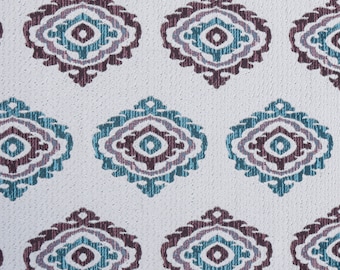 Tejido jacquard damasco burdeos y verde azulado cortado a medida por metro, tejido texturizado, tela para cortinas al por mayor, tejido jacquard geométrico