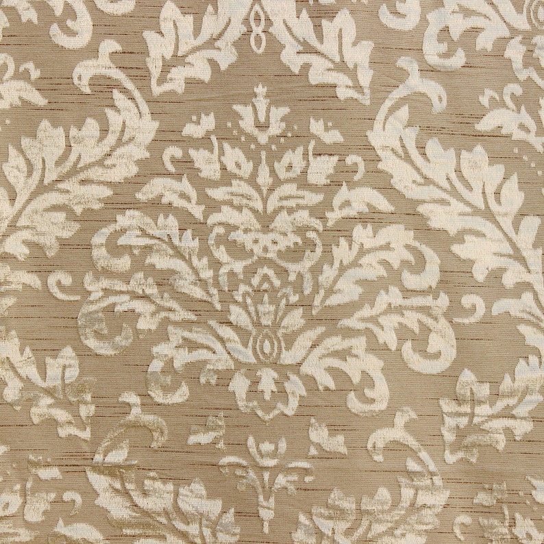 Cream Damask Fabric Upholstery Fabric Curtain Panels Drapery Etsy