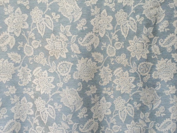 Teal Floral Paradise Curtain Fabric By The Yard Upholstery Etsy