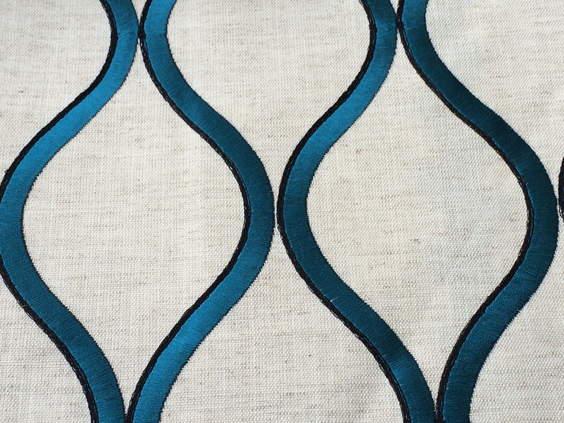 Blue Lagoon Linen Curtain Fabric By The Yard Upholstery Fabric Etsy