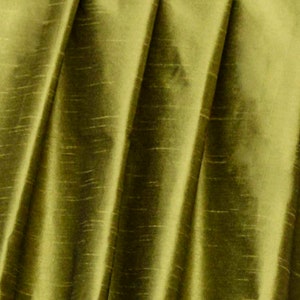 Olive Green Art Silk Fabric By The Yard, Faux Silk Curtain Fabric, Dress Fabric, Wholesale Art Silk Fabric, Slub Faux Silk Fabric image 7
