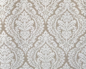 Champagne And Ivory Damask Curtain Fabric By The Yard / Metre Upholstery Fabric Wholesale Drapery Fabric Window Treatment Sofa Fabric