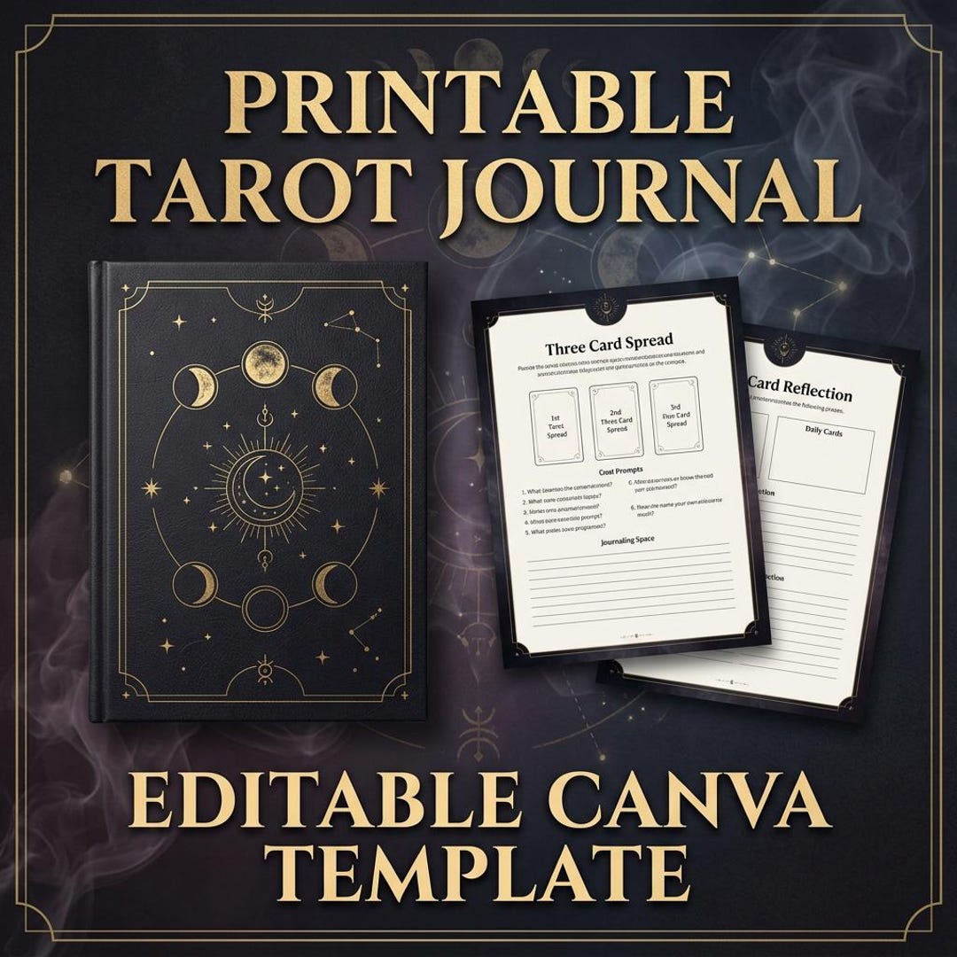 Printable Tarot Journal Canva Template, 50 Editable Canva Templates ...