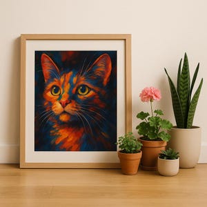 Vibrant Colorburst Cat Wall Art – Digital Print | Instant Download