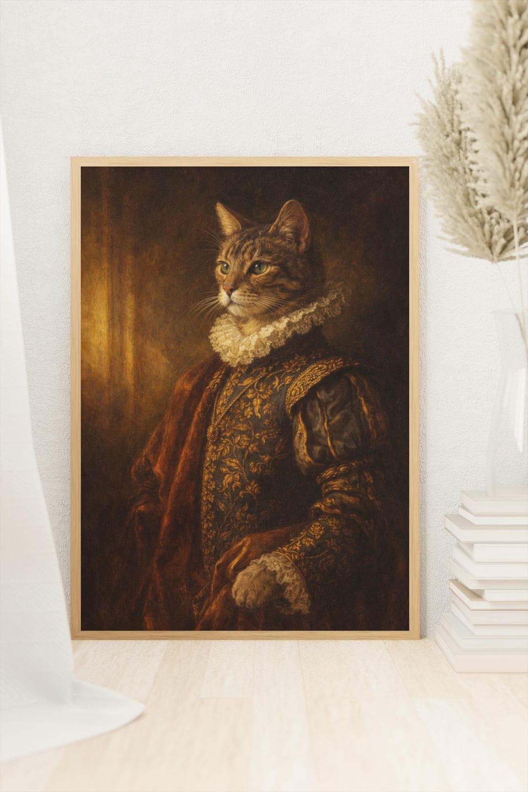 Renaissance Cat Wall Art, Noble Cat Portrait, Vintage Pet Painting ...
