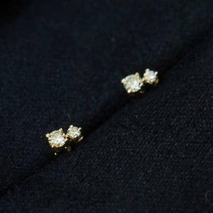 Gold Tiny CZ Stud Earrings S925 Sterling Silver Dainty Minimalist Cartilage Jewelry