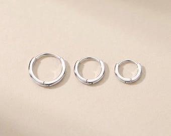 S999 Fine Silver Sleeper Hoops Hypoallergenic Seamless Earrings Minimalist Huggies