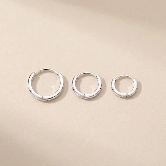 S999 Fine Silver Sleeper Hoops Hypoallergenic Seamless Earrings Minimalist Huggies