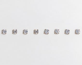 Mini 2mm CZ Stud Earrings, 999 Fine Silver, No Separate Backs Needed