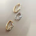 Marquise CZ Irregular Huggie Hoops, 14K Gold Plated S925 Silver, Chic Cartilage Earrings product logo