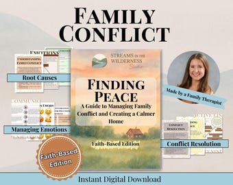 Faith-Based Family Conflict Workbook, Christian Parenting for Peace, Communication, Emotional Growth, Printable PDF, CBT & Family Therapy