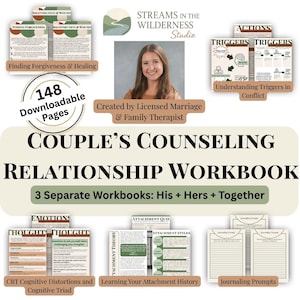 Couples Therapy Workbook PDF | Relationship Communication Skills | Attachment, Conflict Repair, & Emotional Connection Guide using CBT + EFT