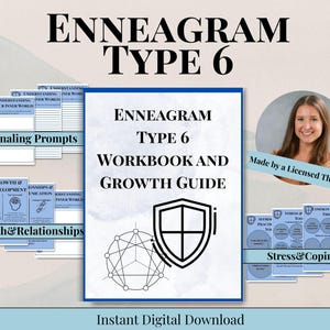 Enneagram Type 6 Workbook, Personality Types, The Loyalist, The Questioner | Self-Discovery & Growth Guide, Stress and Coping | Digital PDF