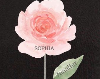 Personalized Rose Family Names Shirt: Watercolor Flower Mom Top