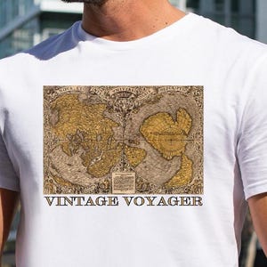Vintage World Map T-Shirt: Retro Voyager Graphic Tee