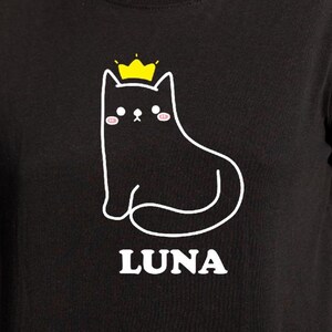 Personalized Cute Kitty Tee with Crown, Custom Cat Name Tshirt, Personalized Cat Print Tshirt, Funny Pet Lover Gift Shirt