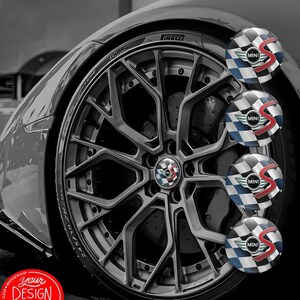 Set 4pcs MINI S 3D domed Wheel emblem silicone rim center caps logo decal stickers Self adhesive High quality epoxy resin
