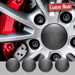Set 4pcs Carbon Wheel 3D domed Wheel emblem silicone rim center caps logo decal stickers Self adhesive