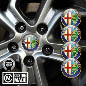 Set 4pcs Alfa 3D domed Wheel emblem silicone rim center caps logo decal stickers Self adhesive High quality epoxy resin