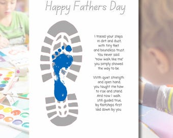 Father's Day Footprint Craft, Keepsake Craft, Baby Toddler Child Craft, Happy Fathers Day Poetry, Gift For Dad, Toddler DIY Gift, Traceable