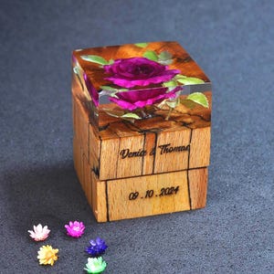 Engagement Ring Box , Resin or Wood Wedding Proposal Box , Ring Bearer, Anniversary, or Jewelry Gift Box , Elegant Handmade Keepsake