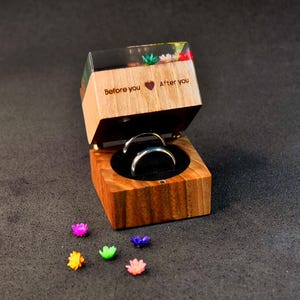 Personalized Engagement Ring Box – Romantic Proposal Gift – Custom Ring Holder Box – &quot;Before You / After You&quot; Message – Gift for Her