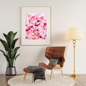 Pink Peony Close-Up Photography – Minimalist Floral Wall Art Print, Soft Botanical Fine Art, Studio Flower Poster for Home or Office Decor