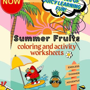 Summer Fruits Activity Worksheets | Printable Kids Fruit Learning Pack | Tracing, Matching, Puzzles & Crafts | PDF Instant Download