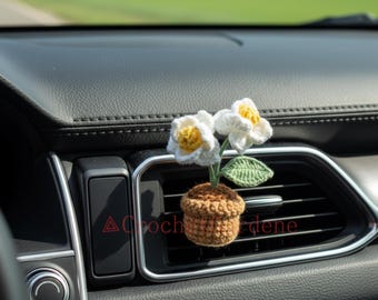 Crochet Flowers Car Vent Clip,Cute Car Dashboard Decor,Girly Car Accessories,Birthday,Christmas Gift for Her