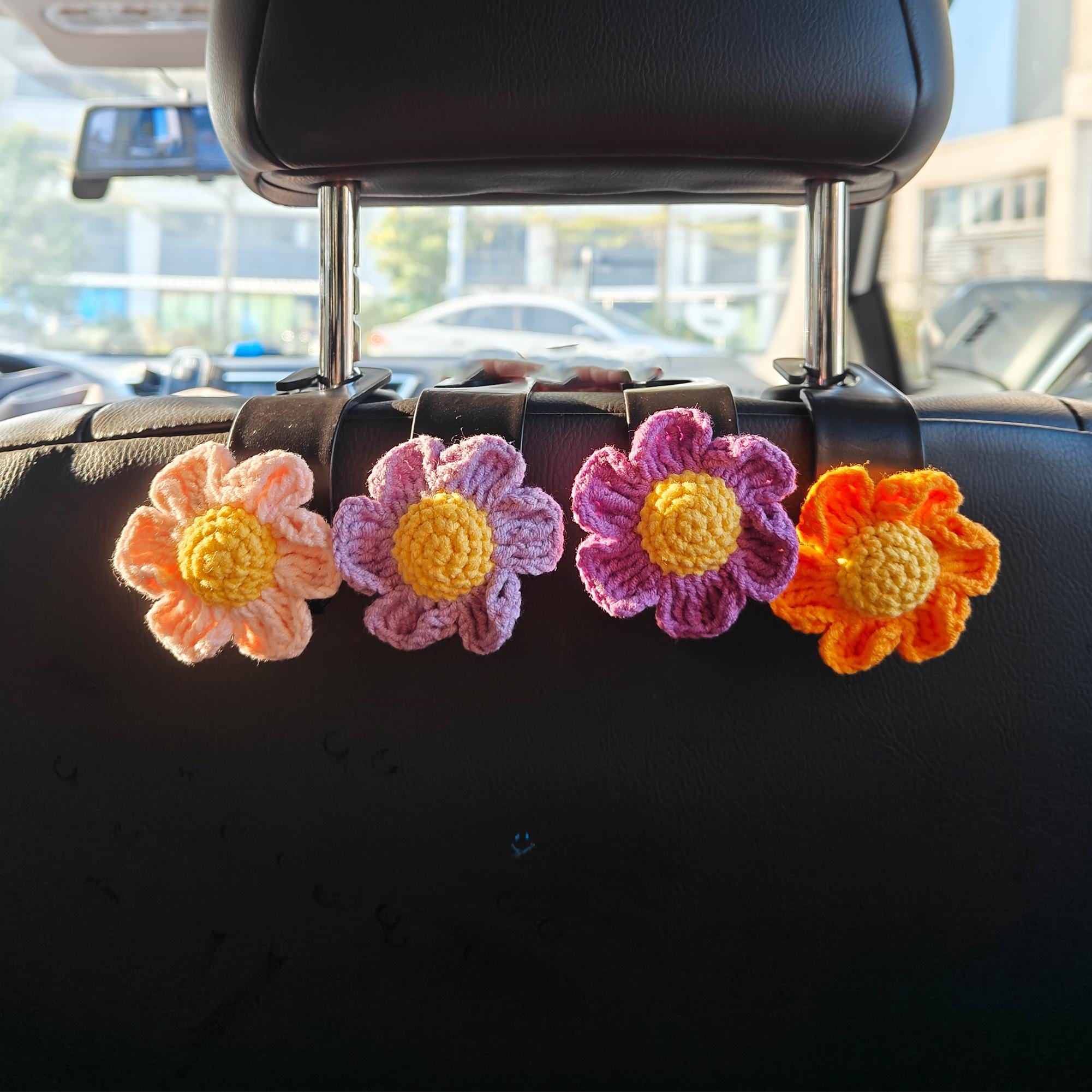 Crochet Daisy Flower Car Seat Hook,purse,handbag Hook for Car,cute