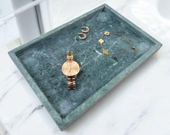 Large Green Marble Rectangular Tray | For Jewellery and Trinkets