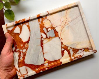 Calacatta Rosso Marble Tray | Jewelry & Trinket Organizer