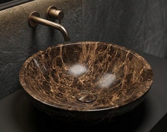 Aufsatzwaschbecken aus Marmor | Natursteinwaschbecken | Aufsatzwaschbecken aus Calacatta Viola & Emperador Dark