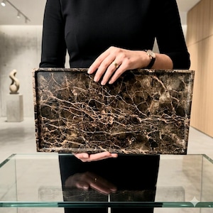 XL Sized Emperador Dark Genuine Marble Decortive Tray