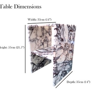 Calacatta Viola Genuine Marble Side Table | Open Shelf Nightstand image 6