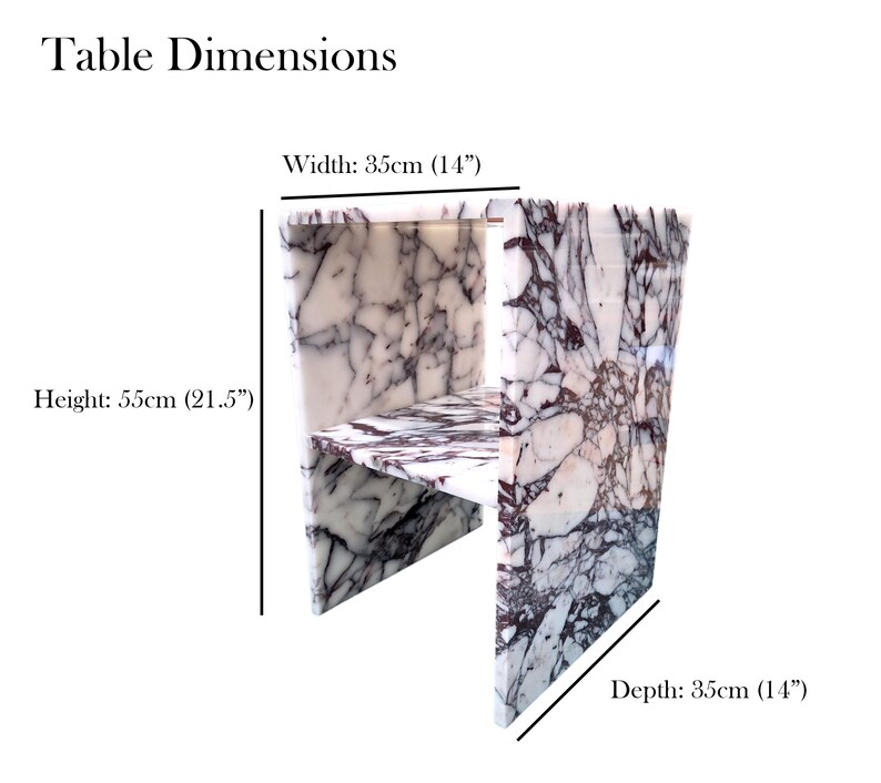 Calacatta Viola Genuine Marble Side Table | Open Shelf Nightstand image 6