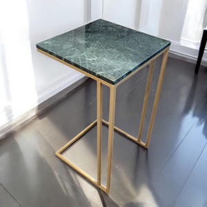 Genuine Marble & Steel End Table | Cantilever Design Side Table