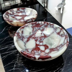 Stunning Calacatta Viola Rosso Real Marble Decorative 8&quot; Bowl