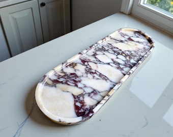 Oval Calacatta Viola Extra Large Sized Tray | Genuine Marble