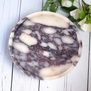 Round Calacatta Viola Marble Decorative Tray | Natural Marble