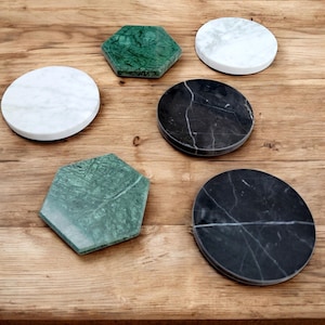 Genuine Marble Drinks Coasters | Various colours | White Green or Black