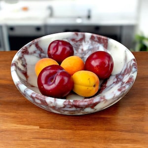 Stunning Calacatta Viola Rosso Real Marble Decorative 8&quot; Bowl