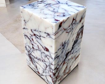 Natural Marble Square Side Table | Calacatta Viola End Table