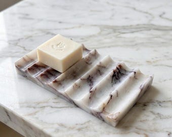 Soap Holder Natural Marble | Calacatta Viola Draining Dish