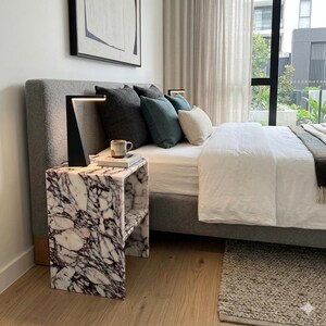 Calacatta Viola Genuine Marble Side Table | Open Shelf Nightstand image 2
