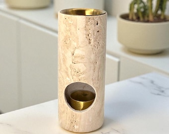 Beige Travertine essential oil burner | Natural Stone Wax melter